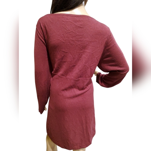 Eileen Fisher Merino-Wool Blend Tunic Knit Top Wine , Size XL. - Picture 4 of 13